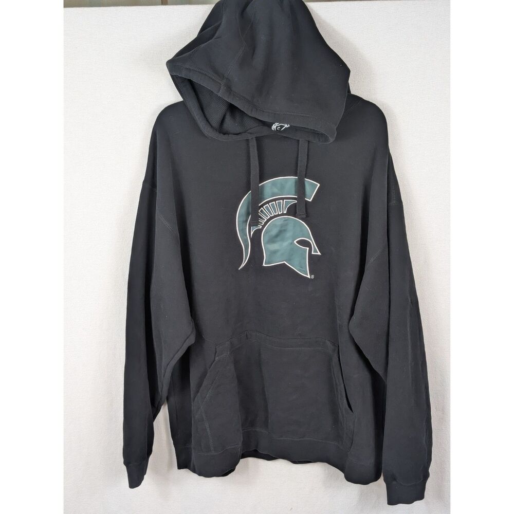 Michigan State Spartans Patch Logo Hoodie Sweatshirt Black Men's Size XL